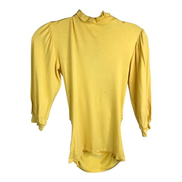 Arden B. Blouse Womens S Yellow Cut Out Ruffles Y2K Boho Festival 3/4 Sleeve - Picture 3 of 8